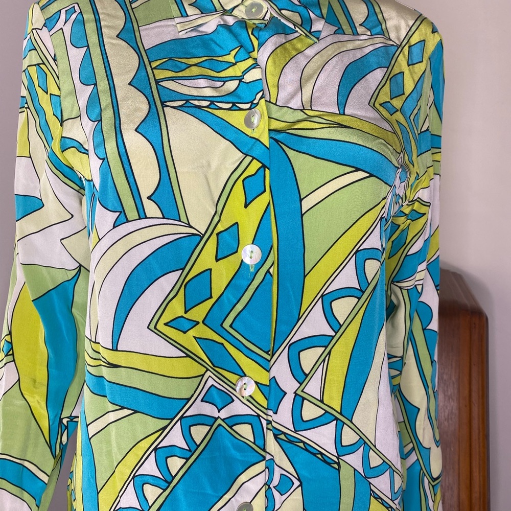 Small Retro Silk Collared Blouse - image 3